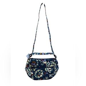 190 / Vera Bradley Navy & Multicolored Floral Crossbody Purse Size 8”x13”